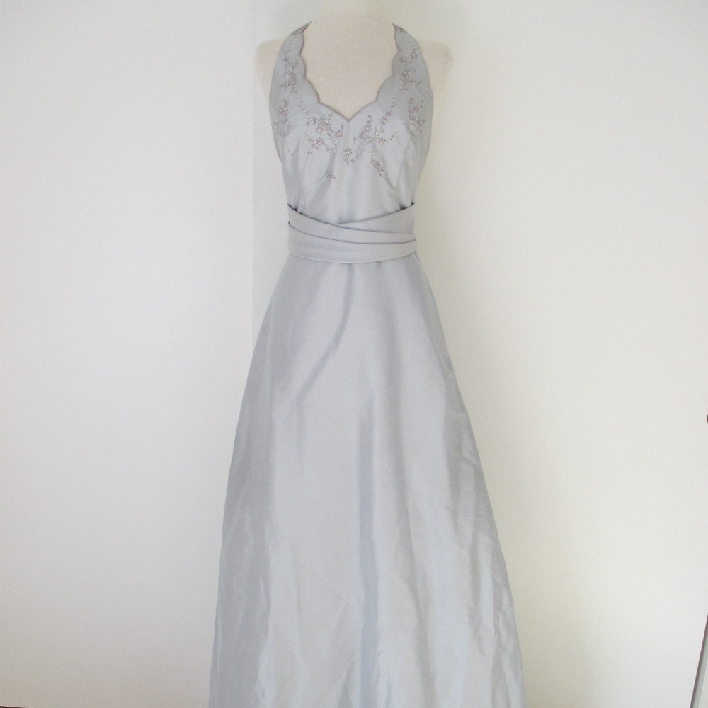 David's Bridal Silver Beaded Cinderella Dress